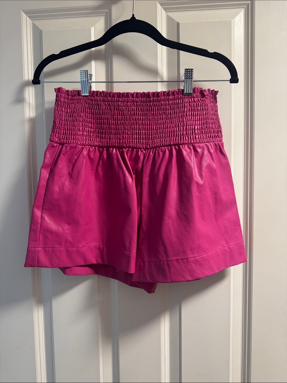 TCEC Hot Pink Smocked High-Waist Shorts